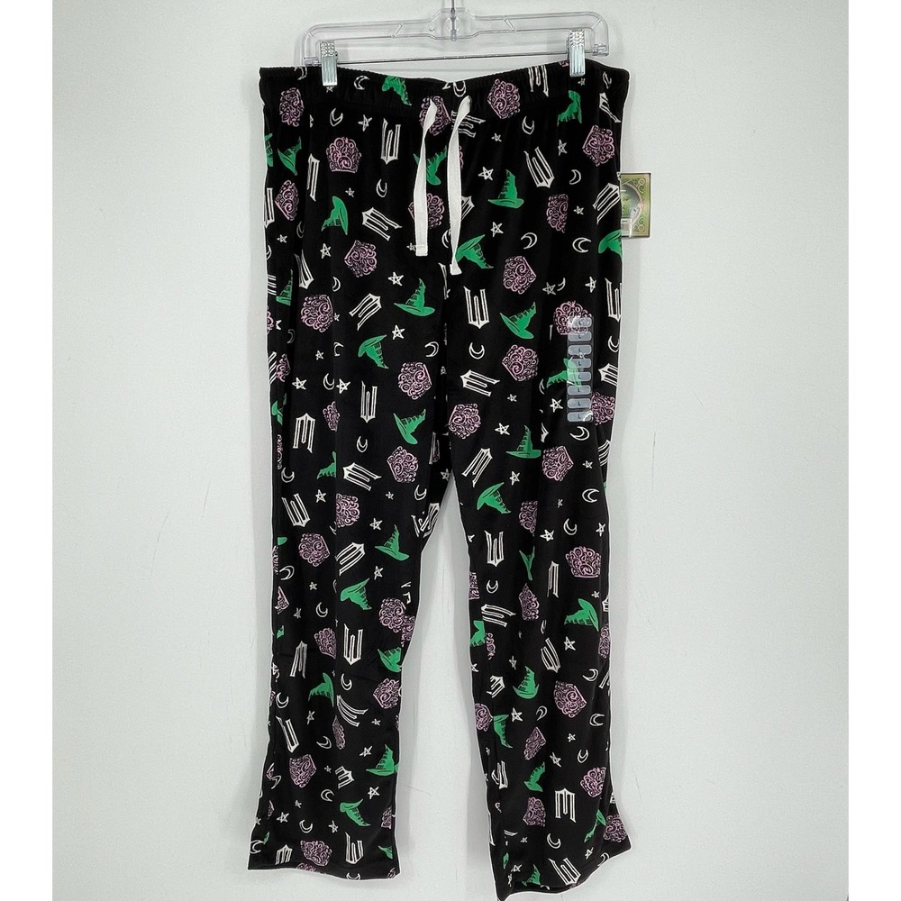 Wicked NWT Women's Black The Musical Plush Fleece Sleep Pajama PJ Pants Size L